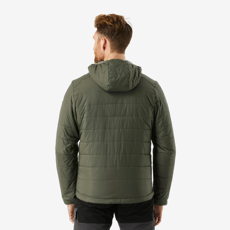 Doudoune de trek synthétique à capuche homme, MT100 - 5°C vert