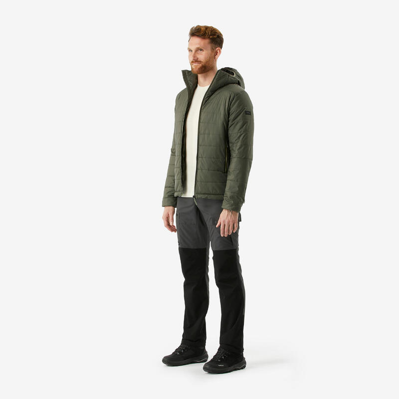 Doudoune de trek synthétique à capuche homme, MT100 - 5°C vert