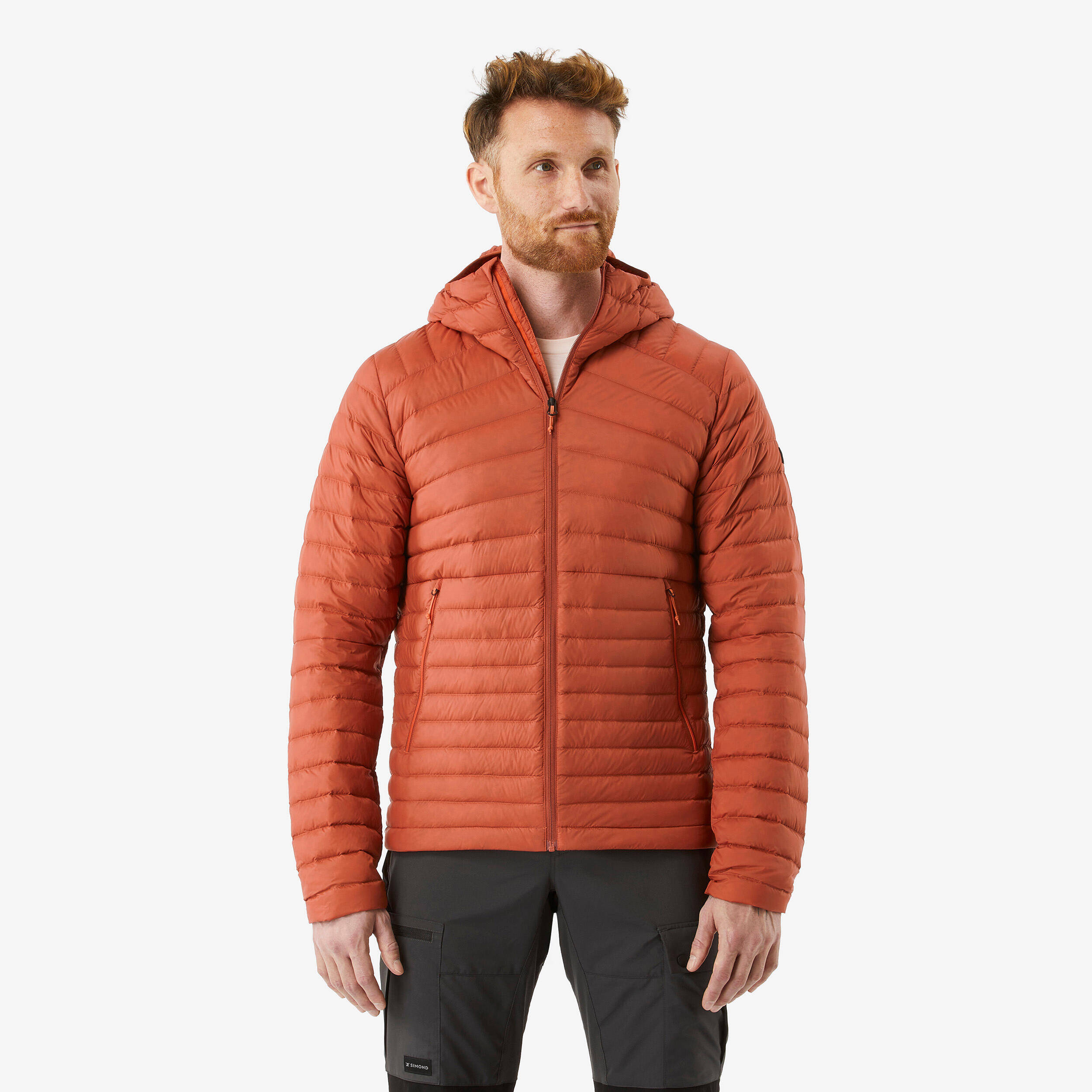 Men Puffer Down Jacket For Trekking MT100 -5°C  Orange