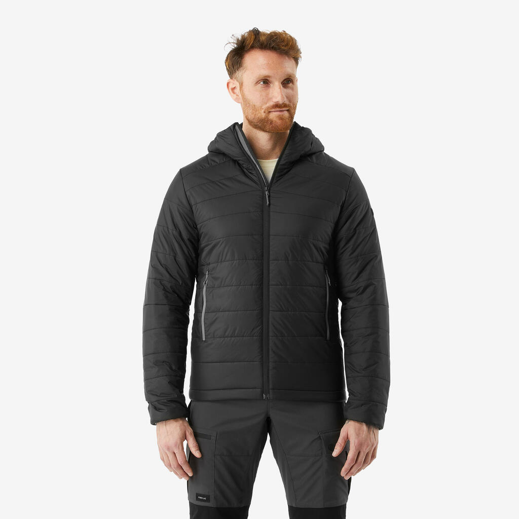 Doudoune de trek synthétique à capuche homme, MT100 - 5°C noir