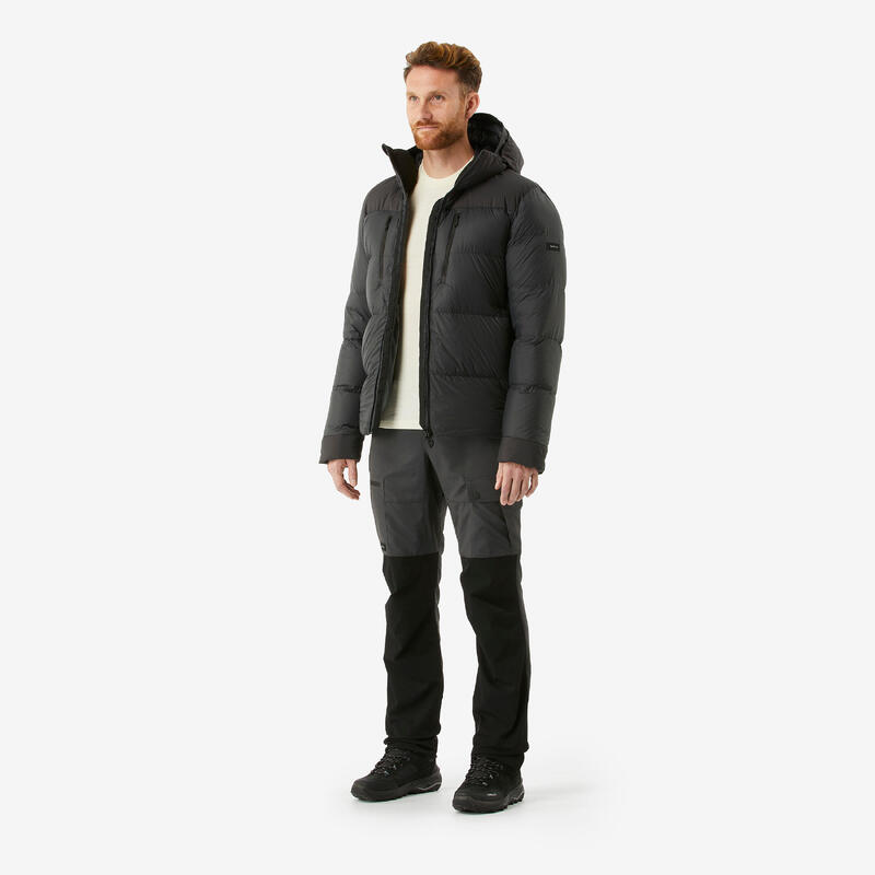 Daunenjacke Herren Kapuze bis -20 °C Trekking - MT900 schwarz 