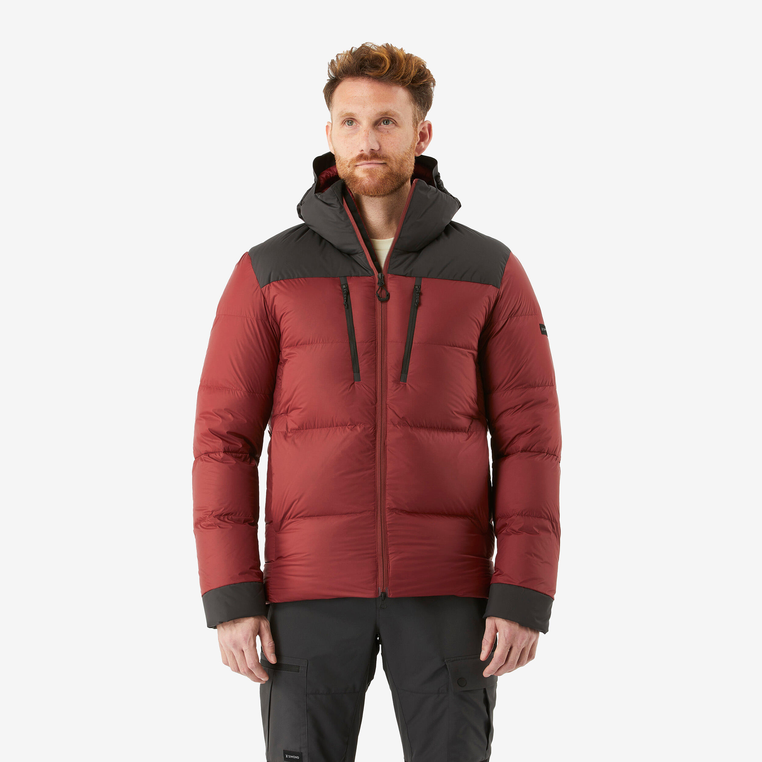 Men's Hooded Down Jacket-MT900-20° C-Red