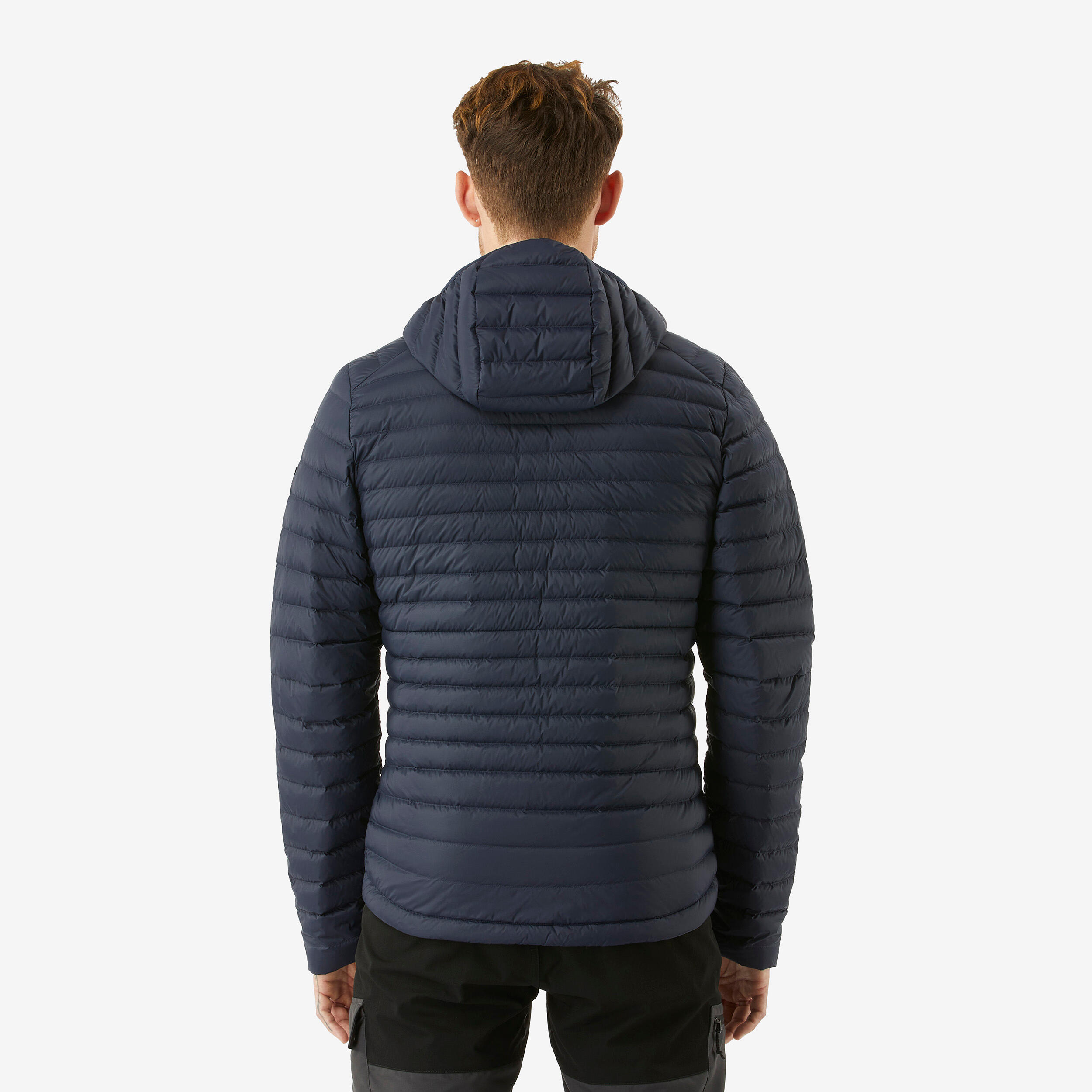 Manteau de randonn?�e en duvet avec capuchon homme �?? MT 100 - Bleu Asphalte - Forclaz - D?�cathlon