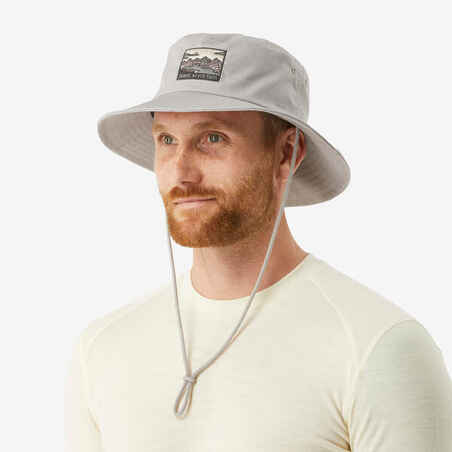 Siv pohodniški klobuk z zaščito pred UV-žarki TRAVEL 100