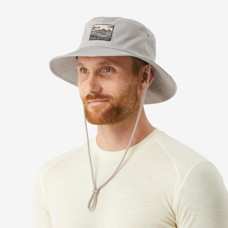 Chapeau de trekking anti-UV Homme - TRAVEL 100 gris