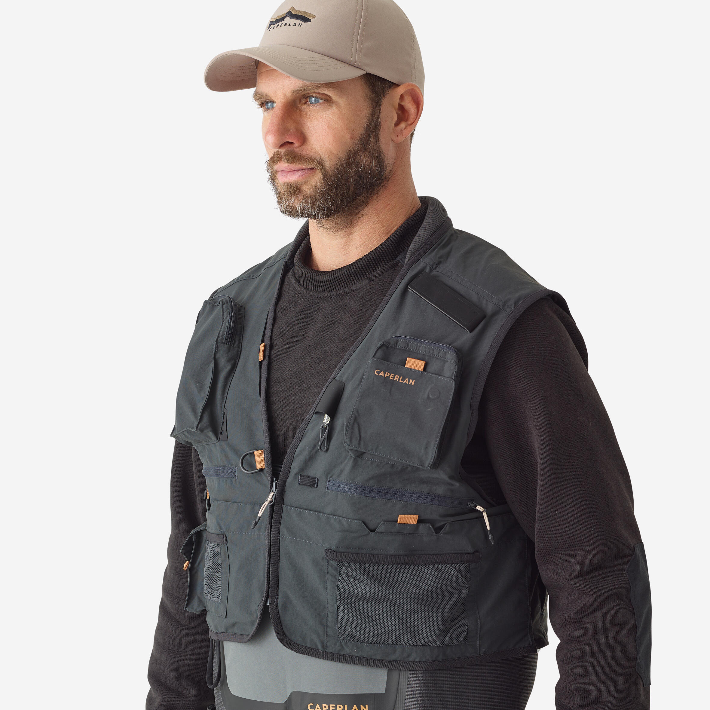 Fishing Wading Vest - FV 500 WD Grey - CAPERLAN