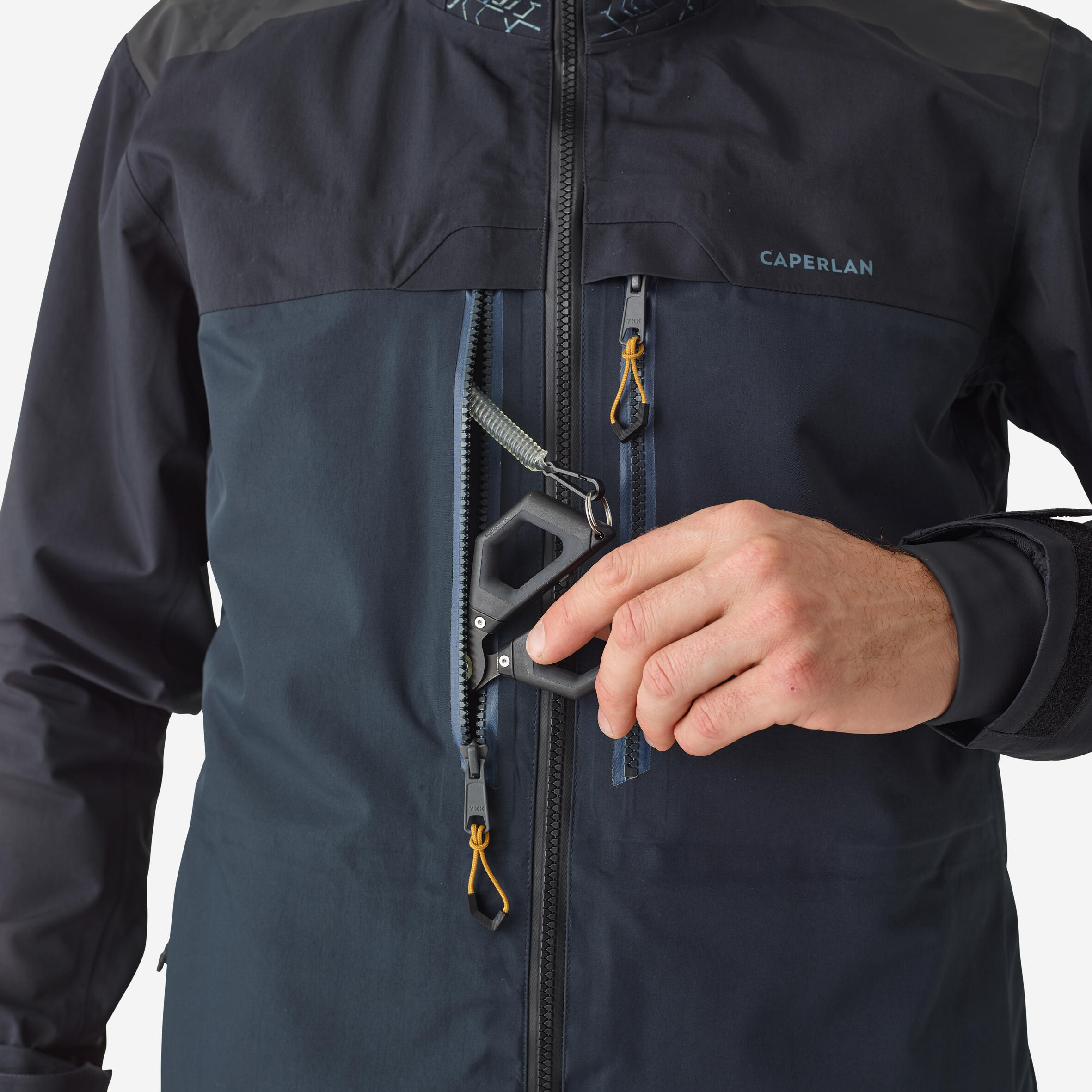 Waterproof Fishing Jacket - 900 blue - graphite black, graphite grey -  Caperlan - Decathlon