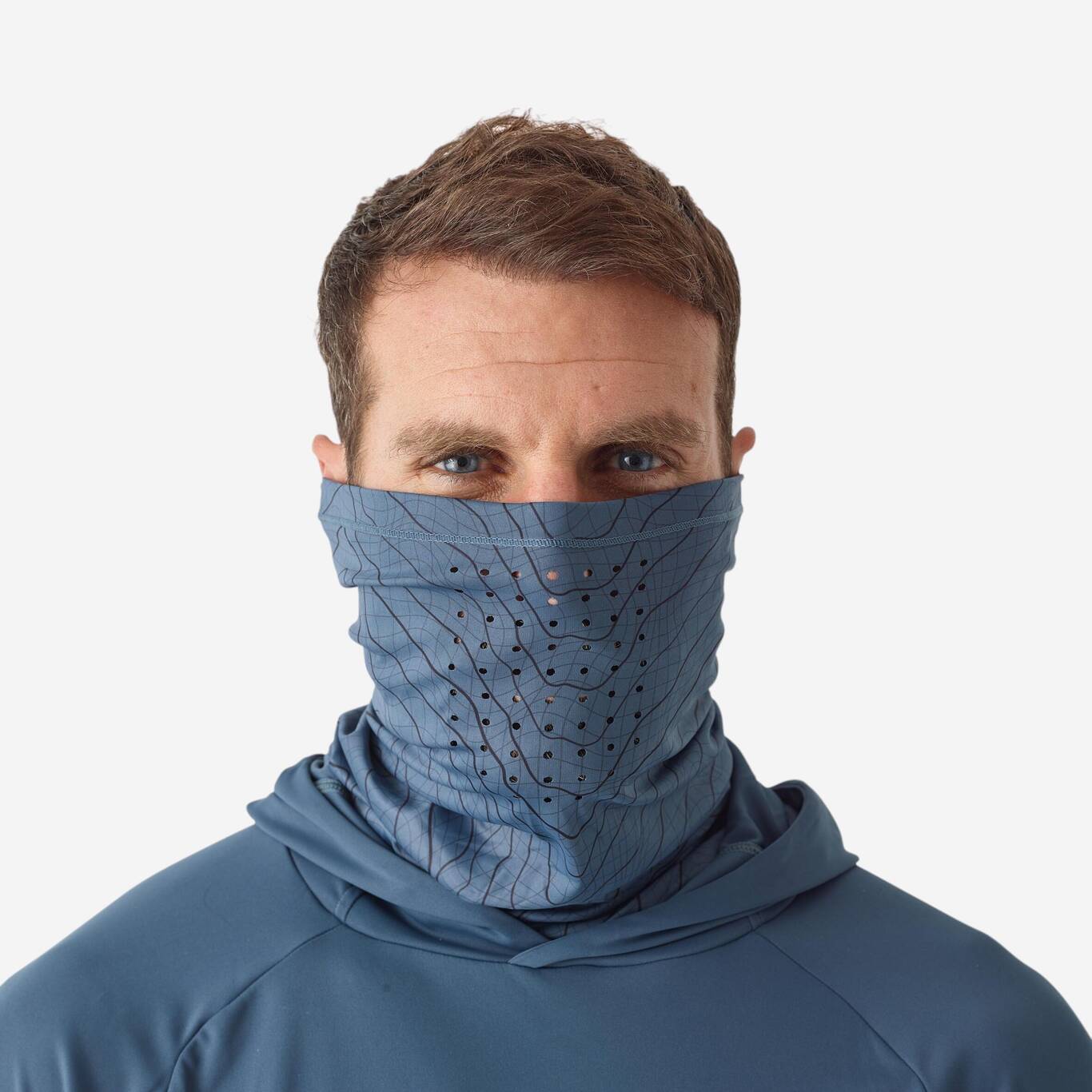 Fishing Neck Gaiter 500 ANTI-UV Grey Blue