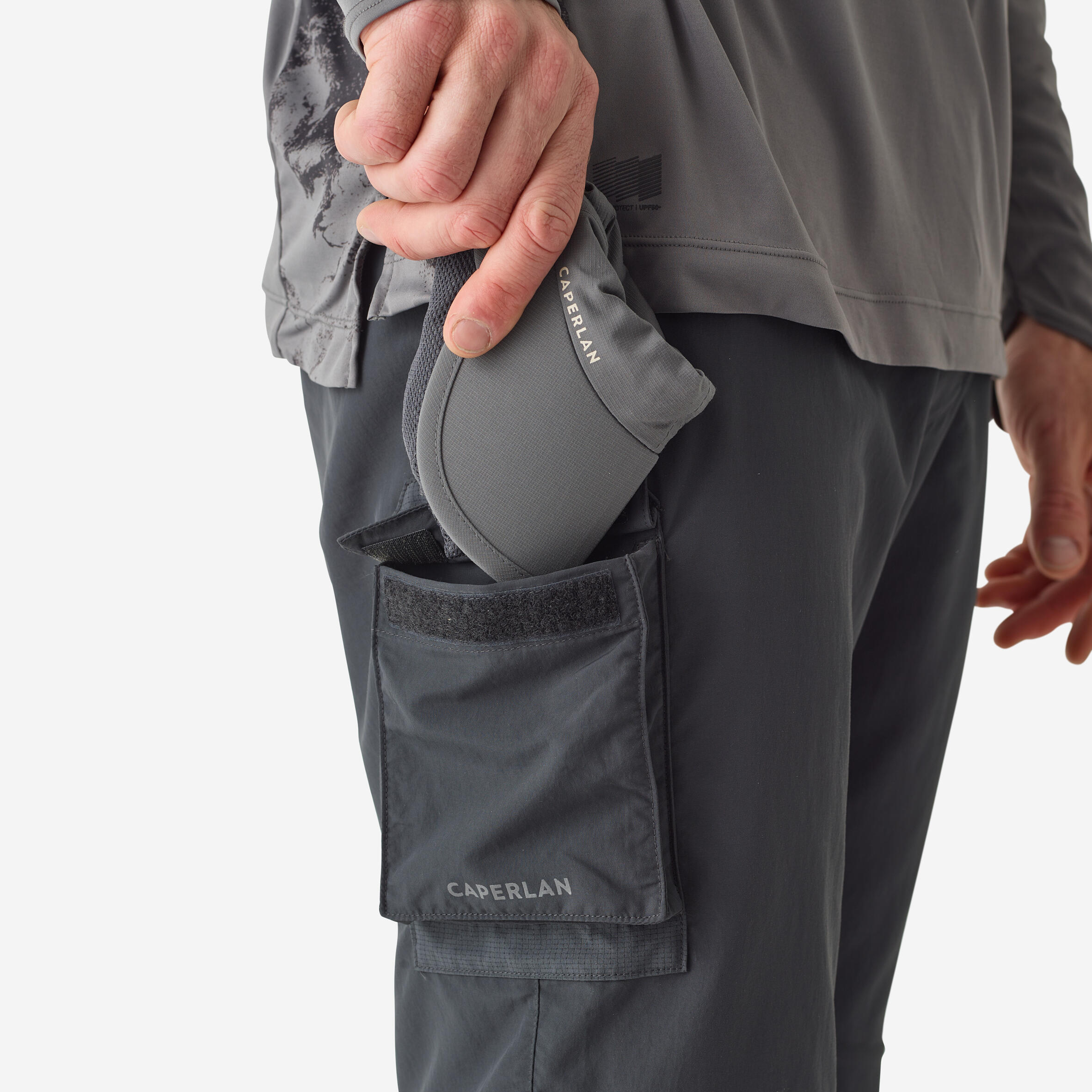 Folding Fishing Cap - FC 500 W Grey - CAPERLAN