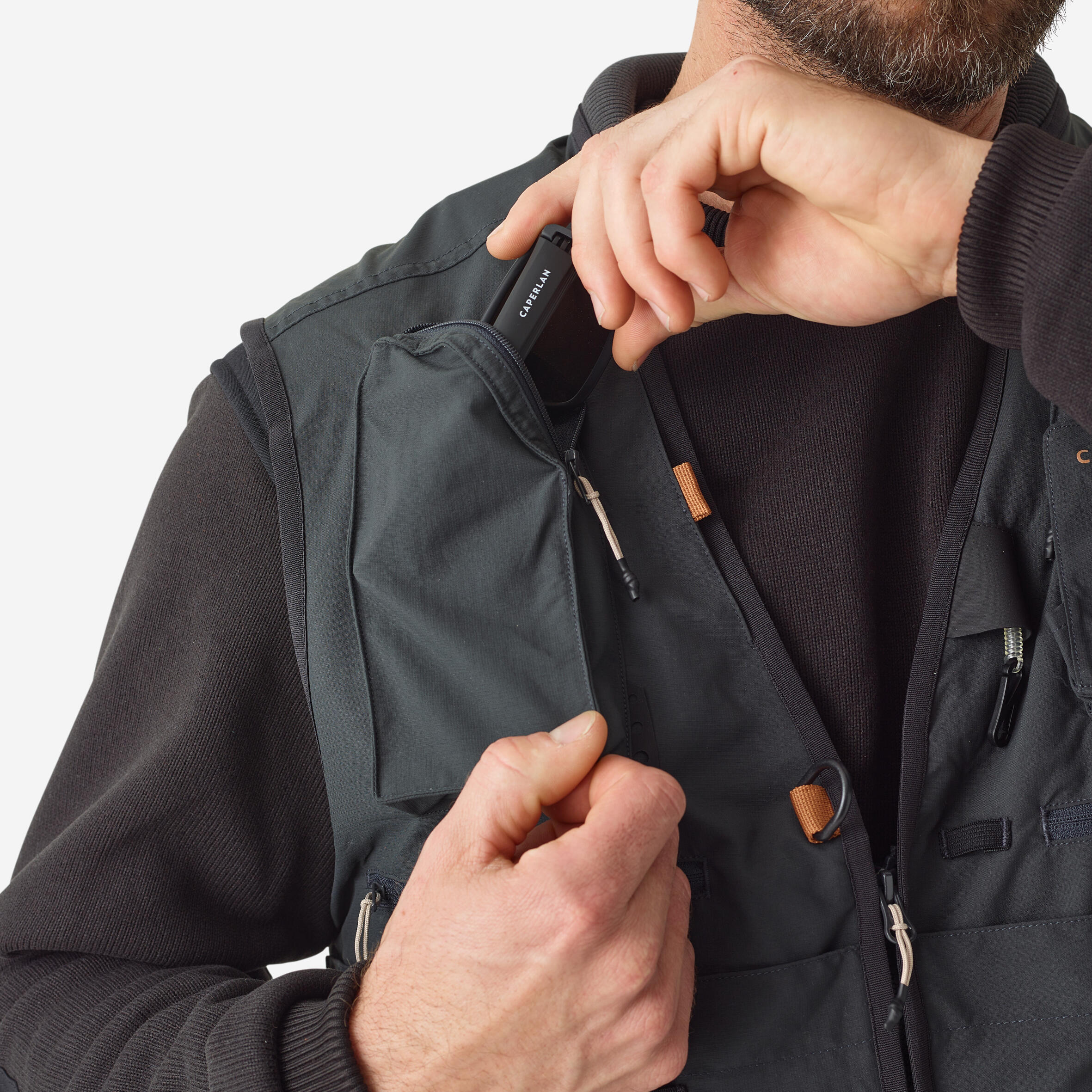 Fishing Wading Vest - FV 500 WD Grey - CAPERLAN