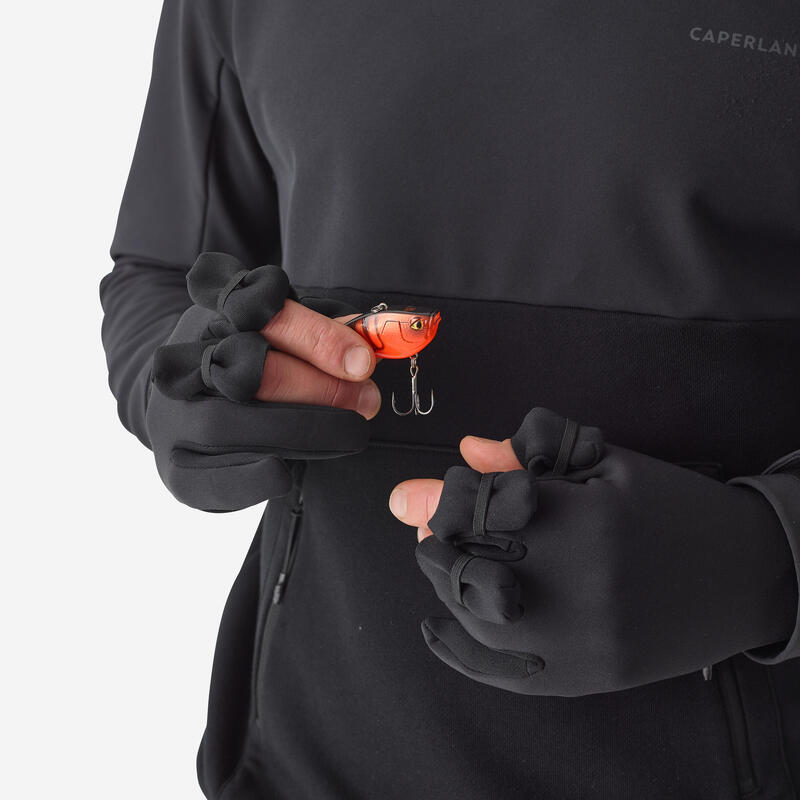 Yetişkin Balıkçılık Eldiveni - 1 Mm Neopren - 3 Açık Parmak - Siyah - 500 Thermo