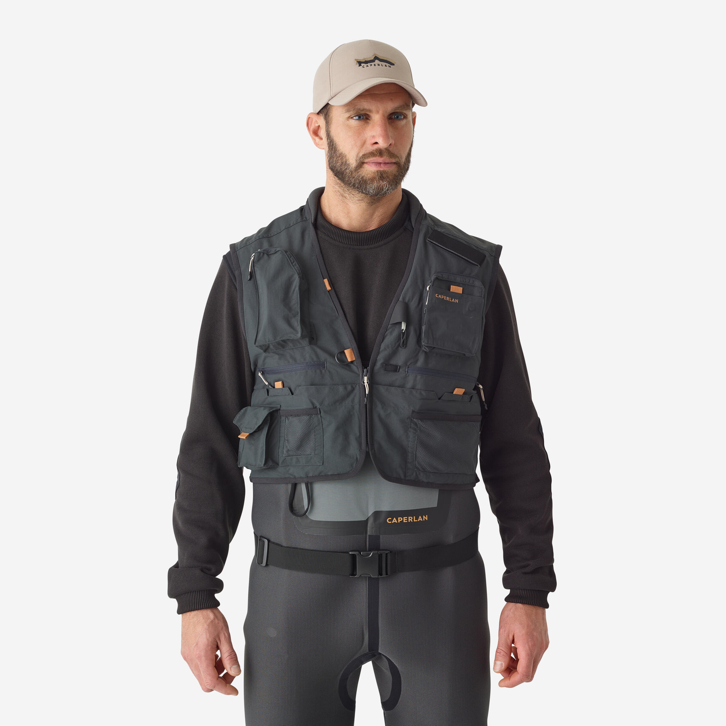 Fishing Wading Vest - FV 500 WD Grey - CAPERLAN