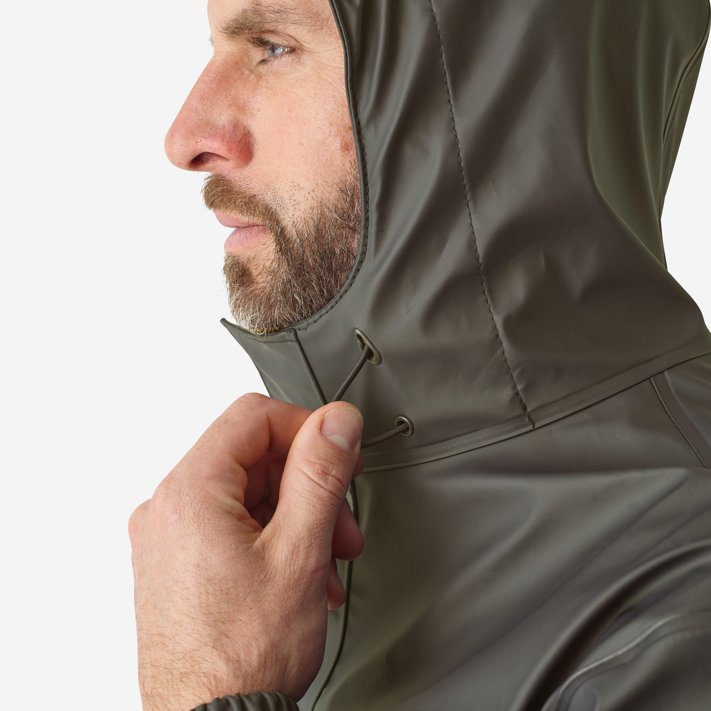 Fishing waterproof poncho / jacket - FP 500 khaki 3/5