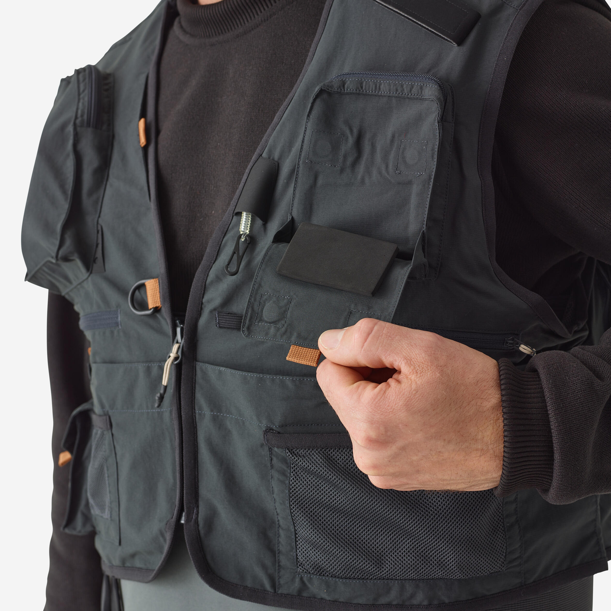 Fishing Wading Vest - FV 500 WD Grey - CAPERLAN