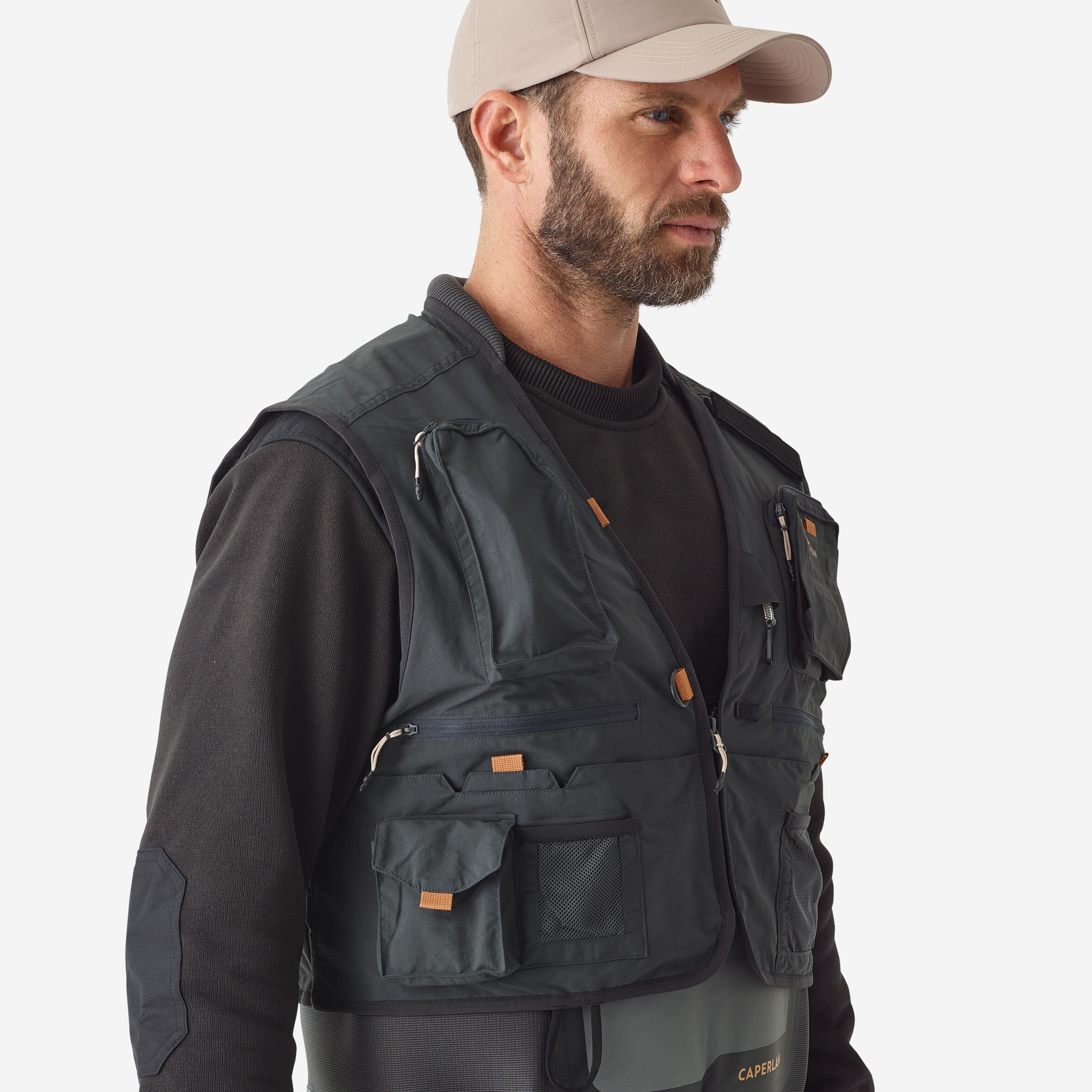 Fishing Wading Vest - FV 500 WD Grey - CAPERLAN