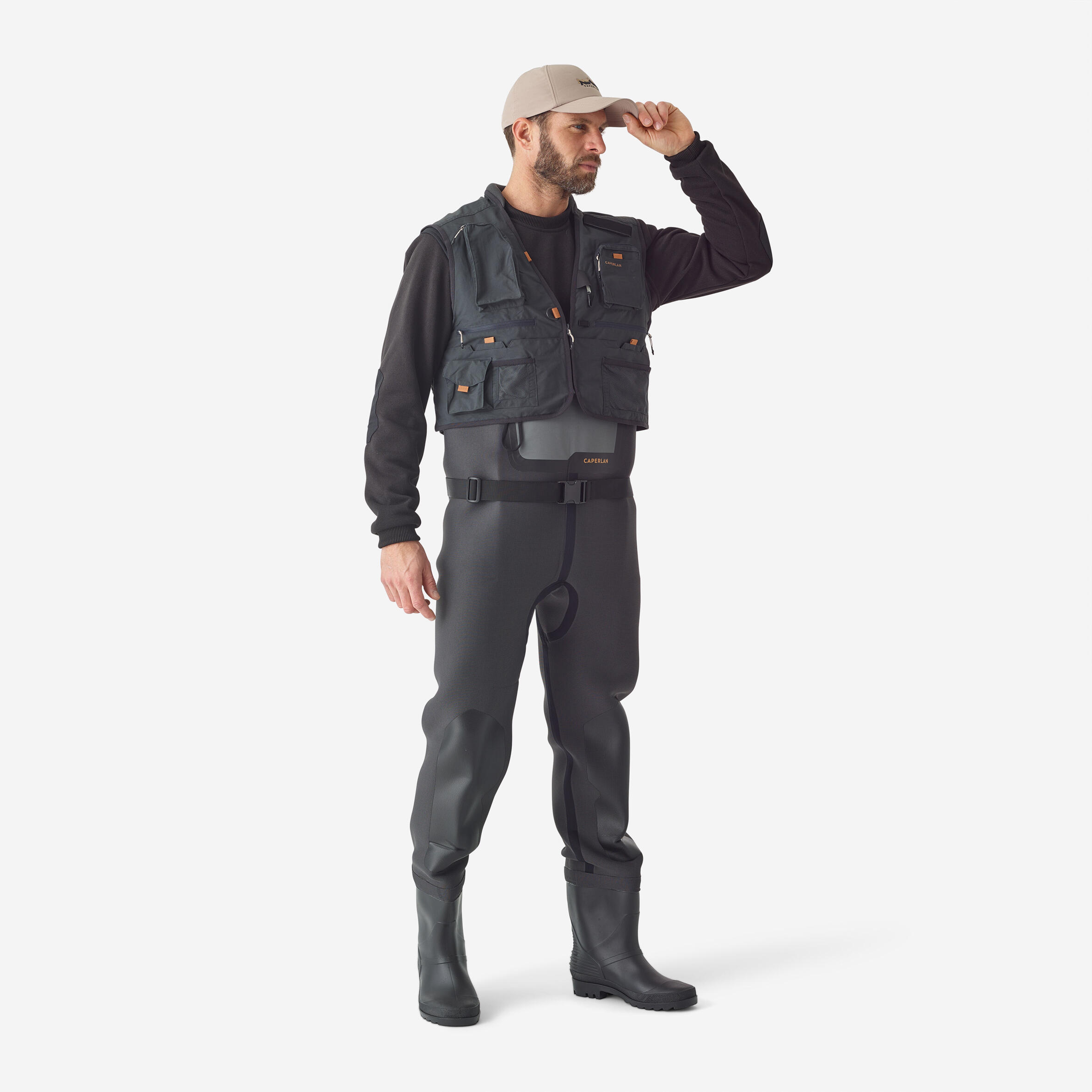 Fishing Wading Vest - FV 500 WD Grey - CAPERLAN