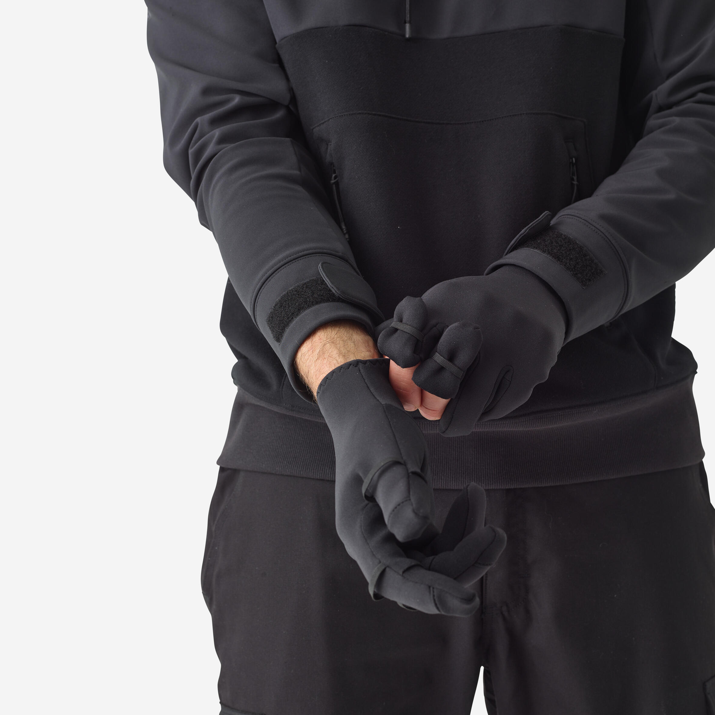 Fishing Neoprene Gloves Thermo with Three Opening Fingers 1 mm - 500 Black - CAPERLAN