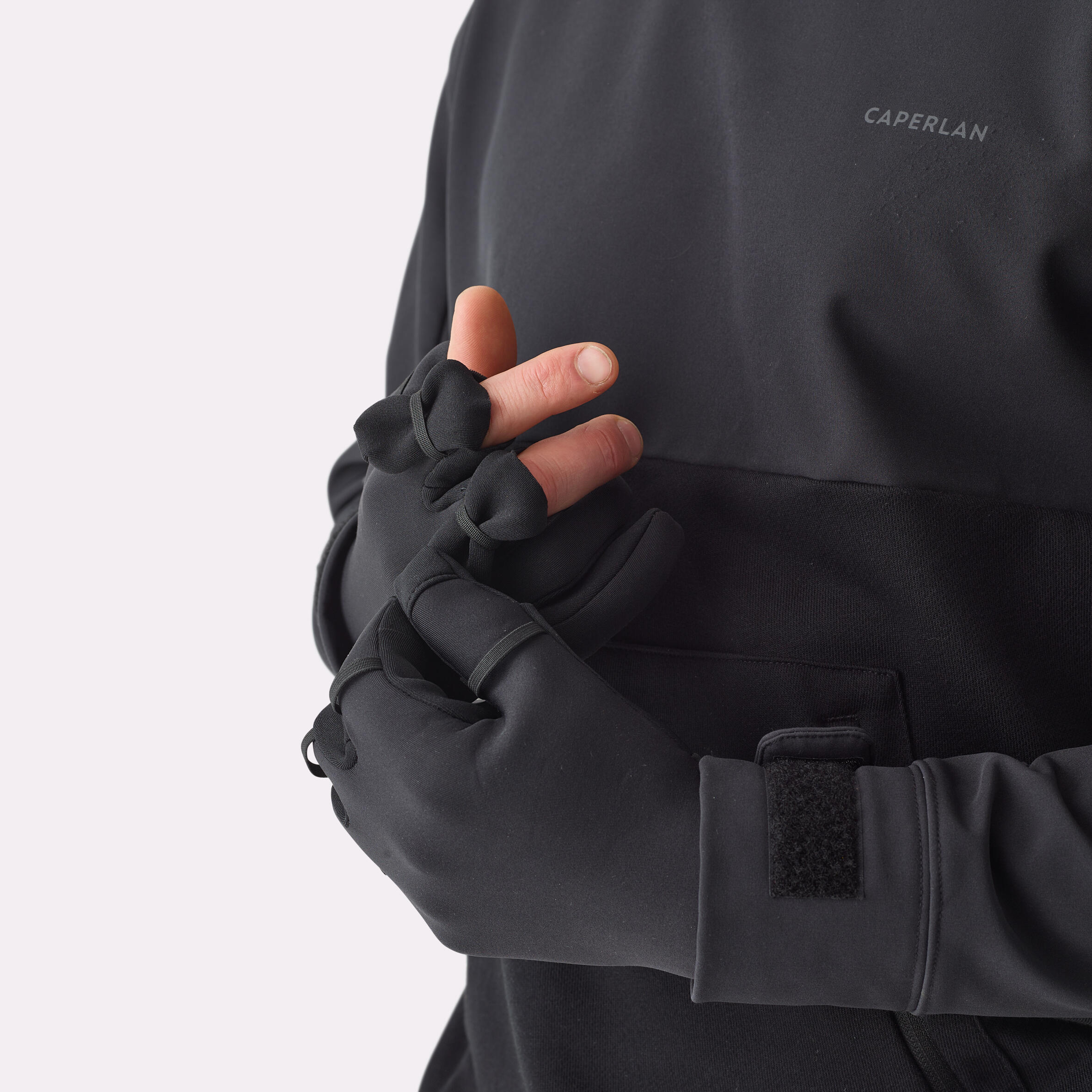 Fishing Neoprene Gloves Thermo with Three Opening Fingers 1 mm - 500 Black - CAPERLAN