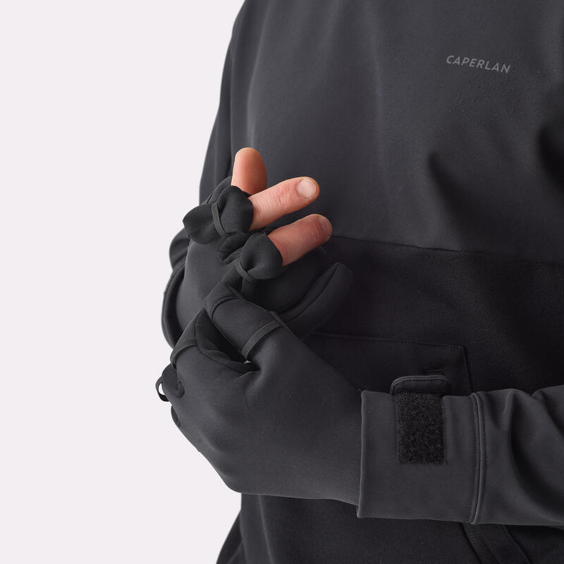 Yetişkin Balıkçılık Eldiveni - 1 Mm Neopren - 3 Açık Parmak - Siyah - 500 Thermo