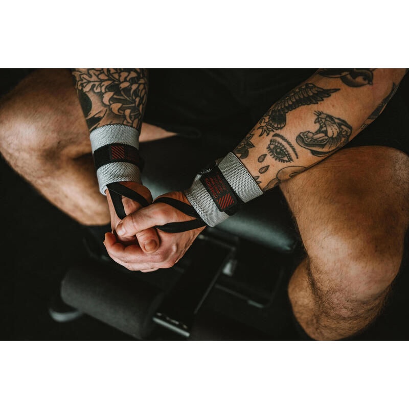 Poignet de force musculation - Wrist straps, gris clair