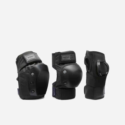 
      Adult 3-Piece Skateboarding Protector Set Decathlon Pad500 Black
  