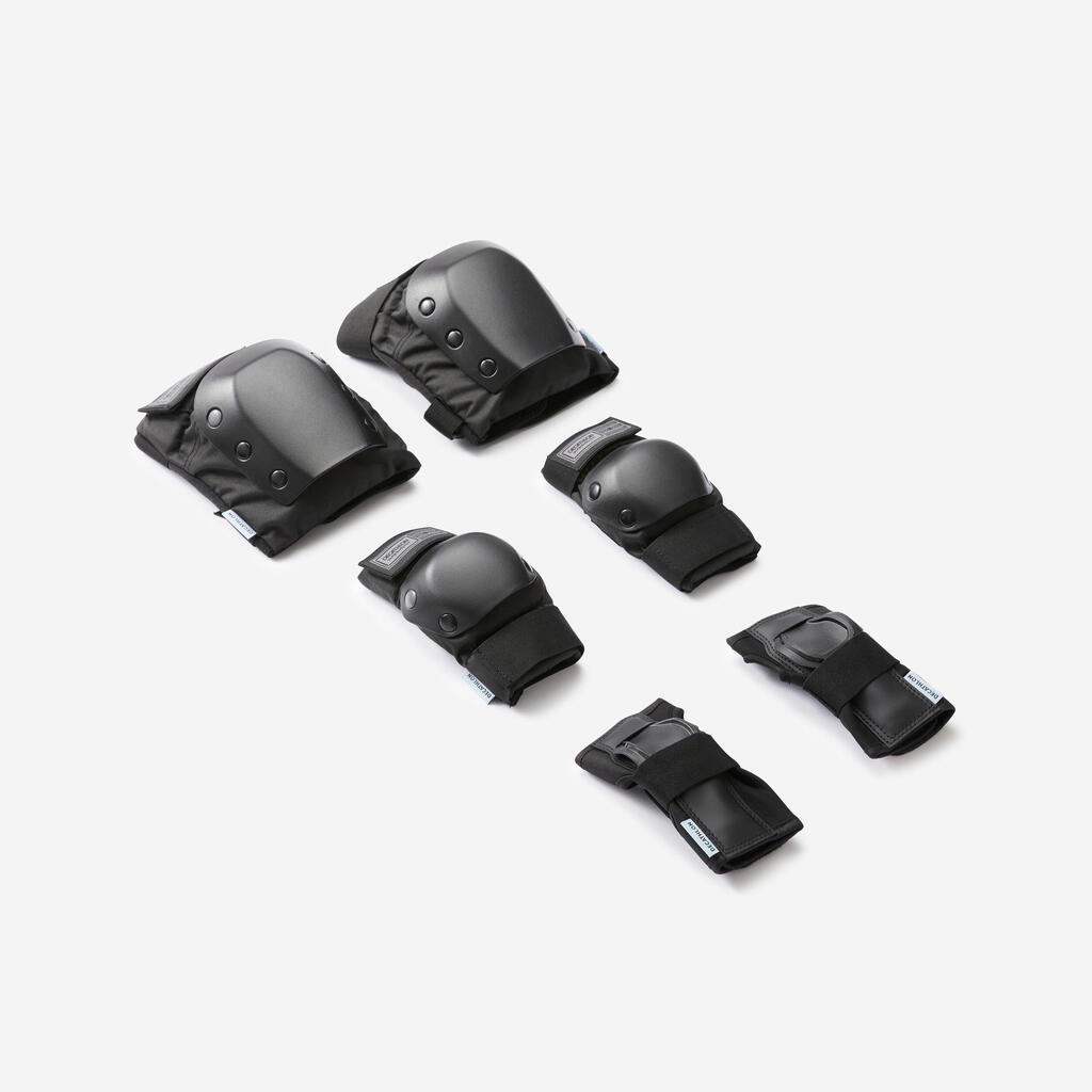 SET OF 3 KIDS' SKATEBOARD PROTECTORS PAD500 - BLACK