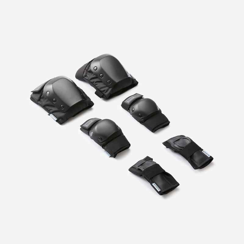 Set van 3 zwarte beschermers voor skateboarden kinderen set PAD500
