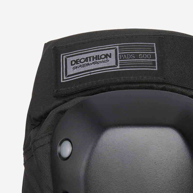 Set 3 protections noires de skateboard pour adultes decathlon pad500
