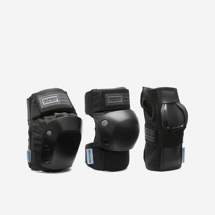 Protektoren Schoner Kinder Skateboard 3er-Set - Pad 500 schwarz