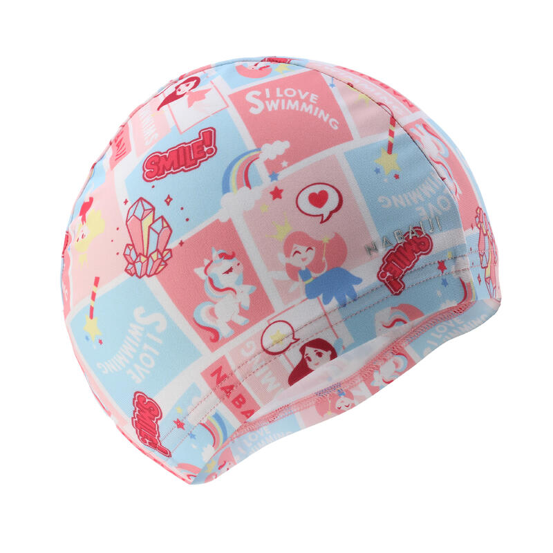 Mesh swim cap - Printed fabric - Size S - FAIRY pink