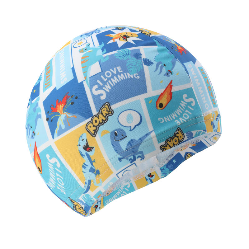 Mesh swim cap - Printed fabric - Size S - COMIC blue