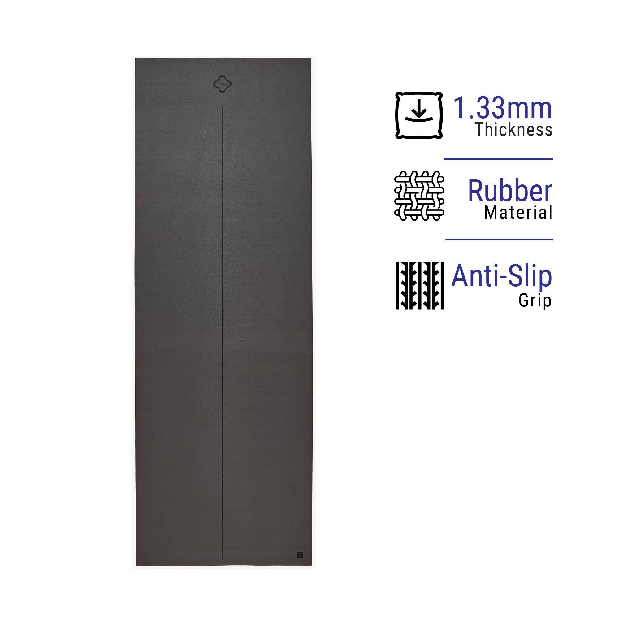 Yoga Mat 1.3mm Thick, Foldable Anti-Slip Rubber, 180 x 62 cm – Grey -  1