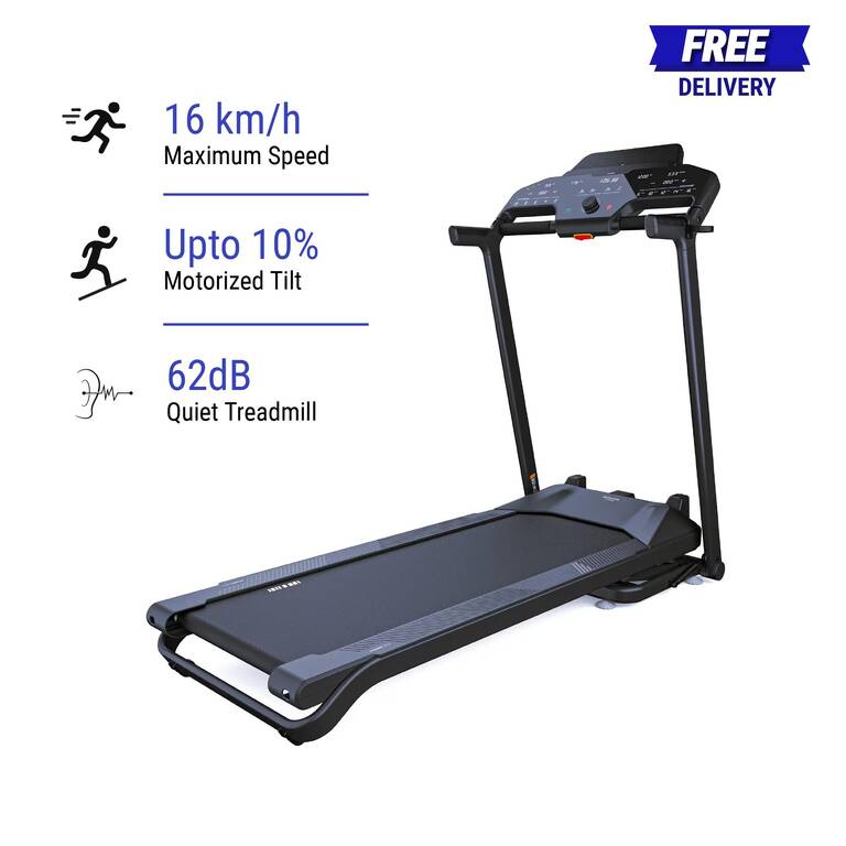 Treadmill Run500 Foldable, Upto 16 kmph, 10% Incl, Smart, Low-Noise, Max 130 kg