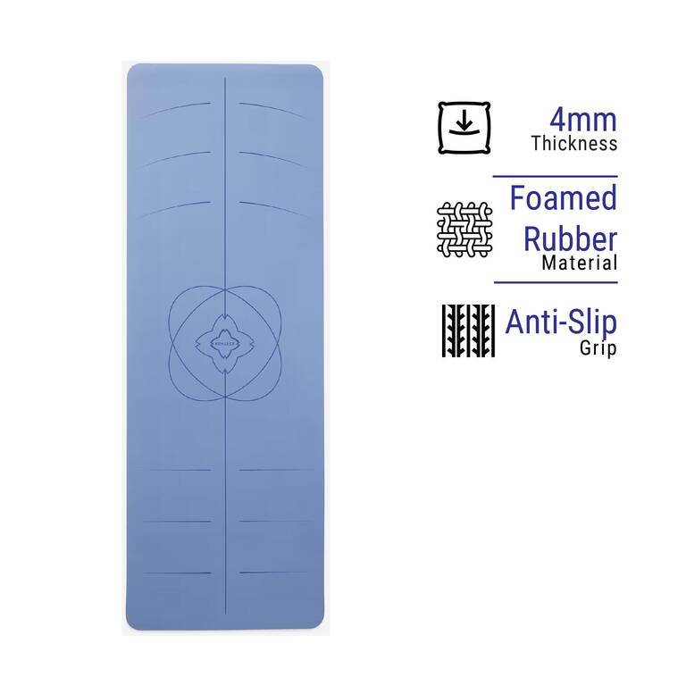 Yoga Mat, 4 mm thick, 185 x 65 cm, Polyurethane - Light Blue, Dynamic