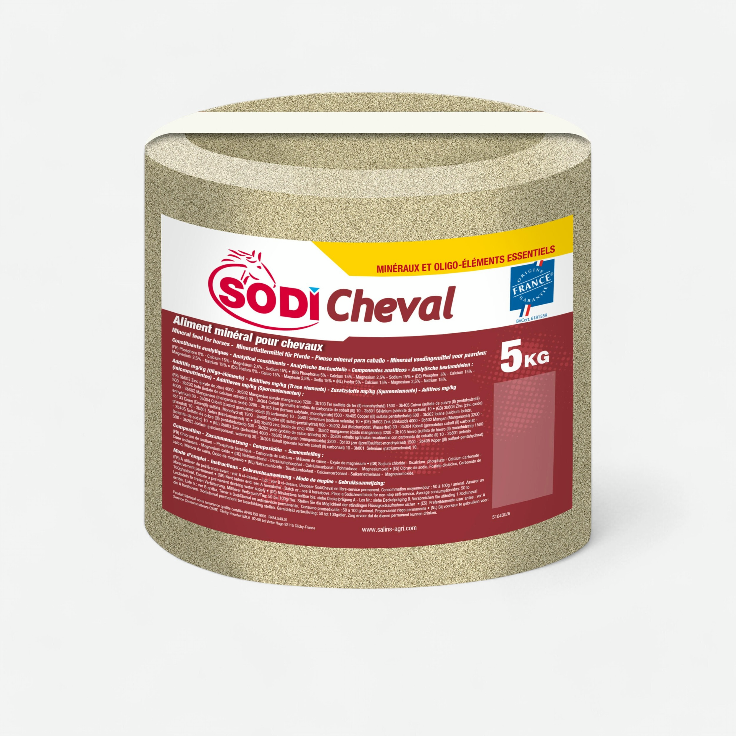 Pierre à sel équitation cheval et poney - sodi cheval additive 5kg