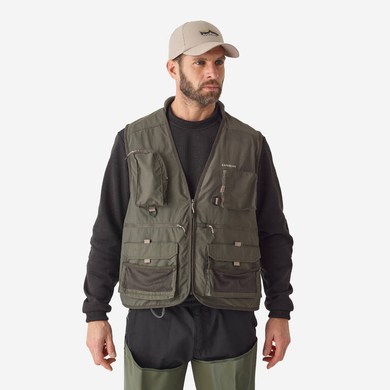 Fishing Sleeveless Jacket Waistcoat 500 - Khaki