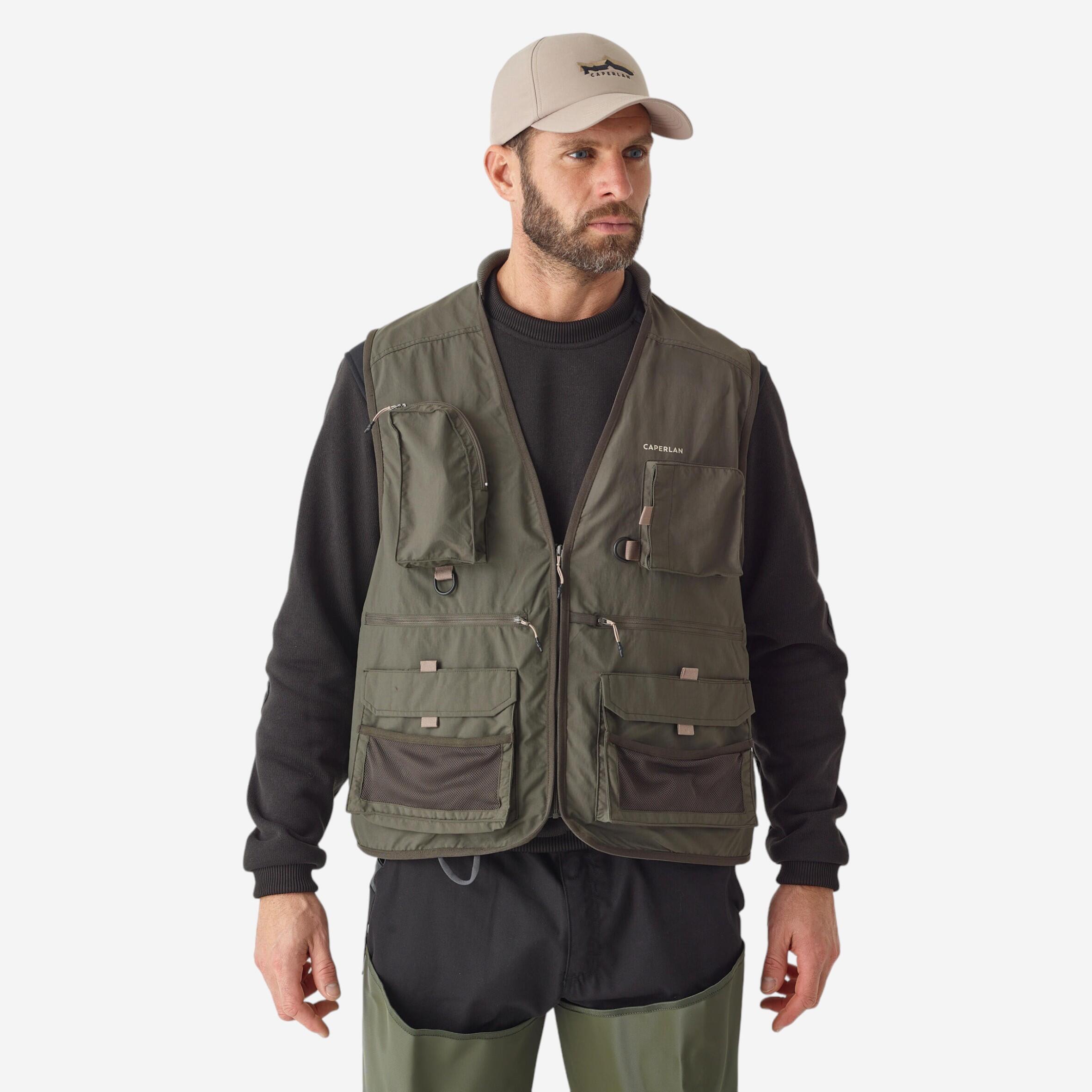 Caperlan - Gilet De Pêche 500 Kaki - Gilet De Pêche - Peche - Marron-vert - 38 S - Decathlon