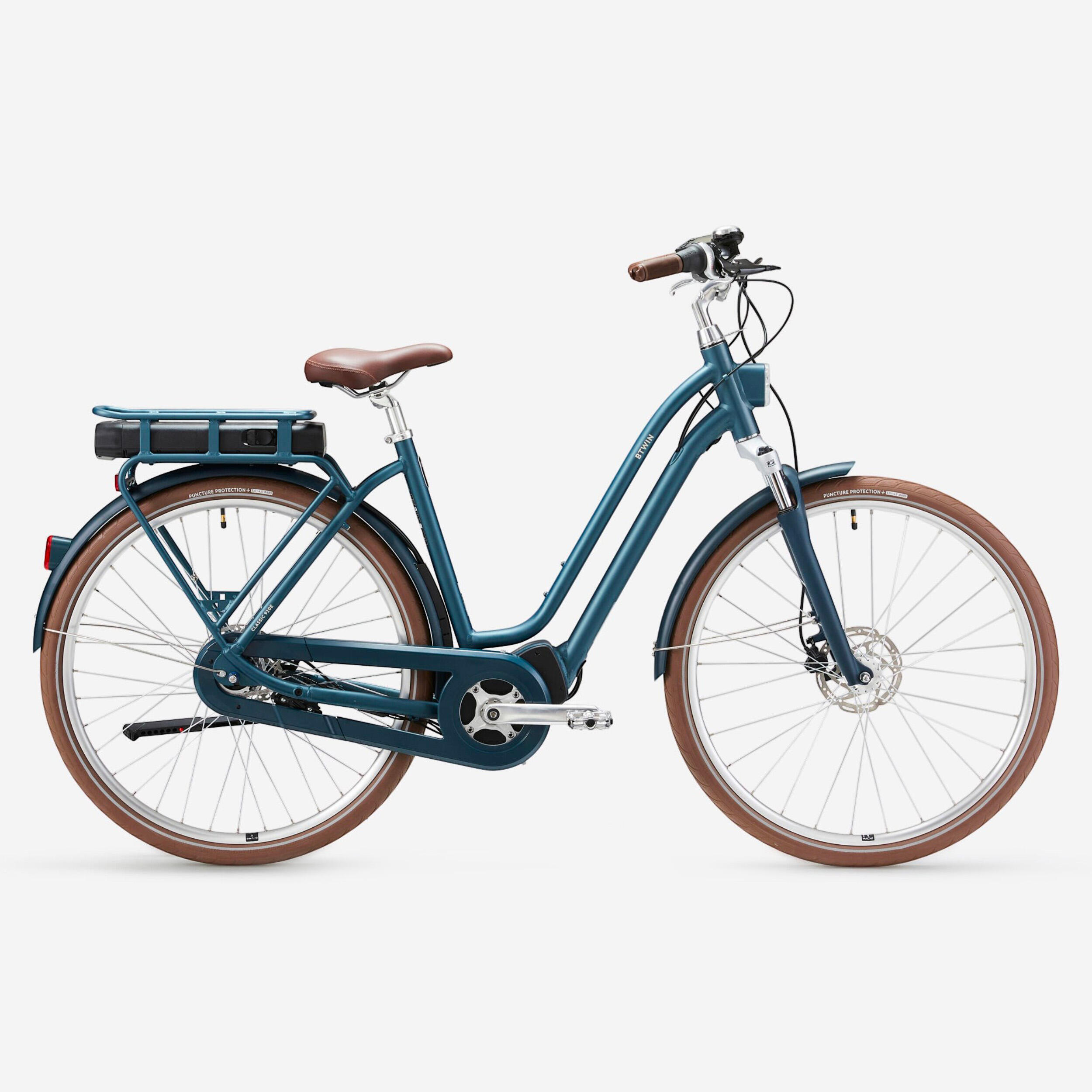 Bicicleta elétrica e conectada de cidade elops 920 e connect lf azul pato