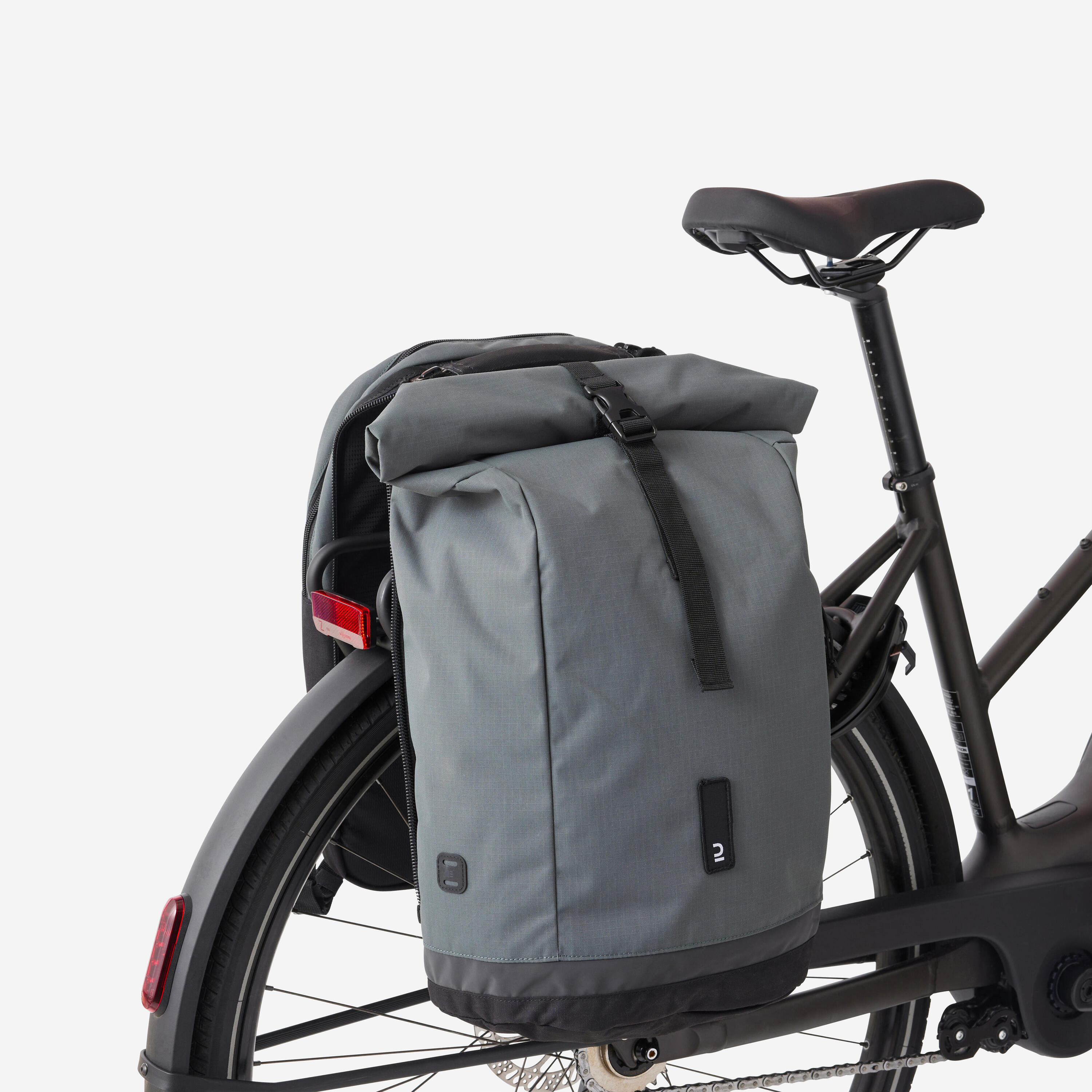 Rugzak dubbele fietstas groen grijs 27 liter 2/14