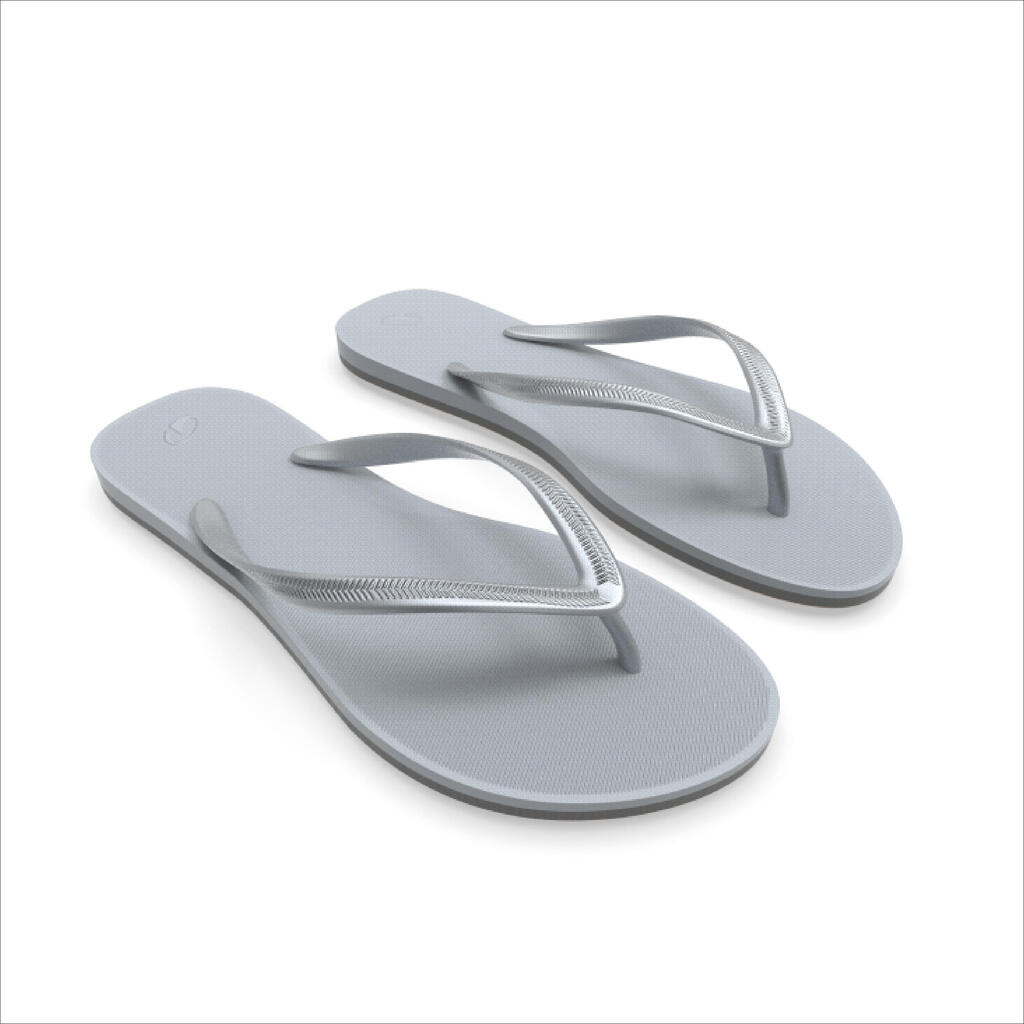 Women’s flip-flops - 500 Silver grey