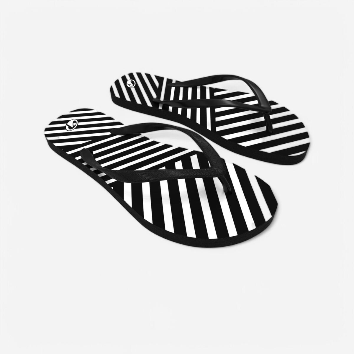 Tongs Femme - 120 Transat noir & blanc