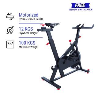 Exercise Spin Bike with 12kg Flywheel, 32 Resistance Levels, Supports upto 100Kg