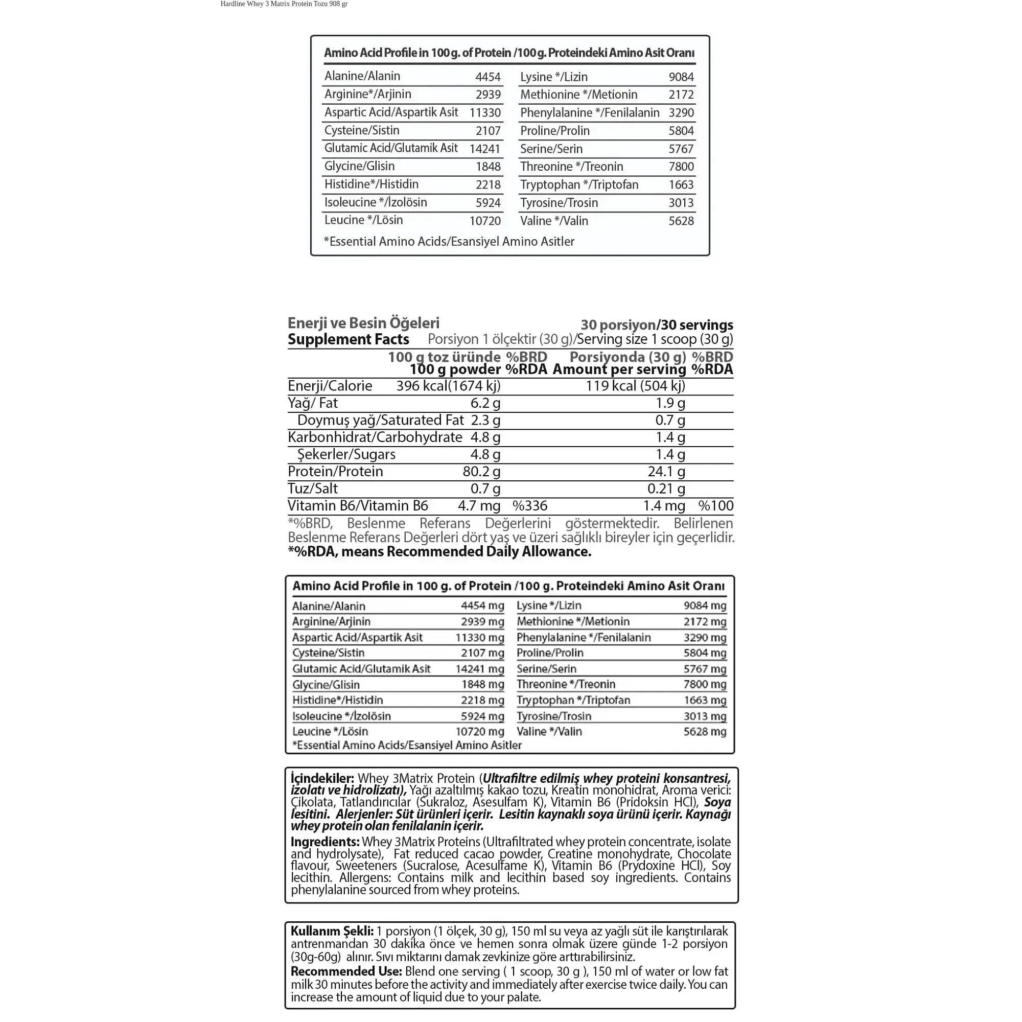 Hardline Whey 3 Matrix Protein Tozu - Çikolata - 908 G / 2.3 KG 2/2