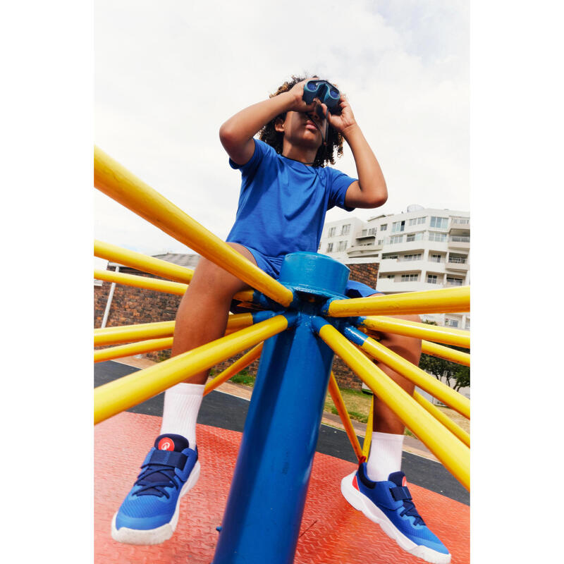Kindersneakers Playful Fast met klittenband en elastische veter blauw