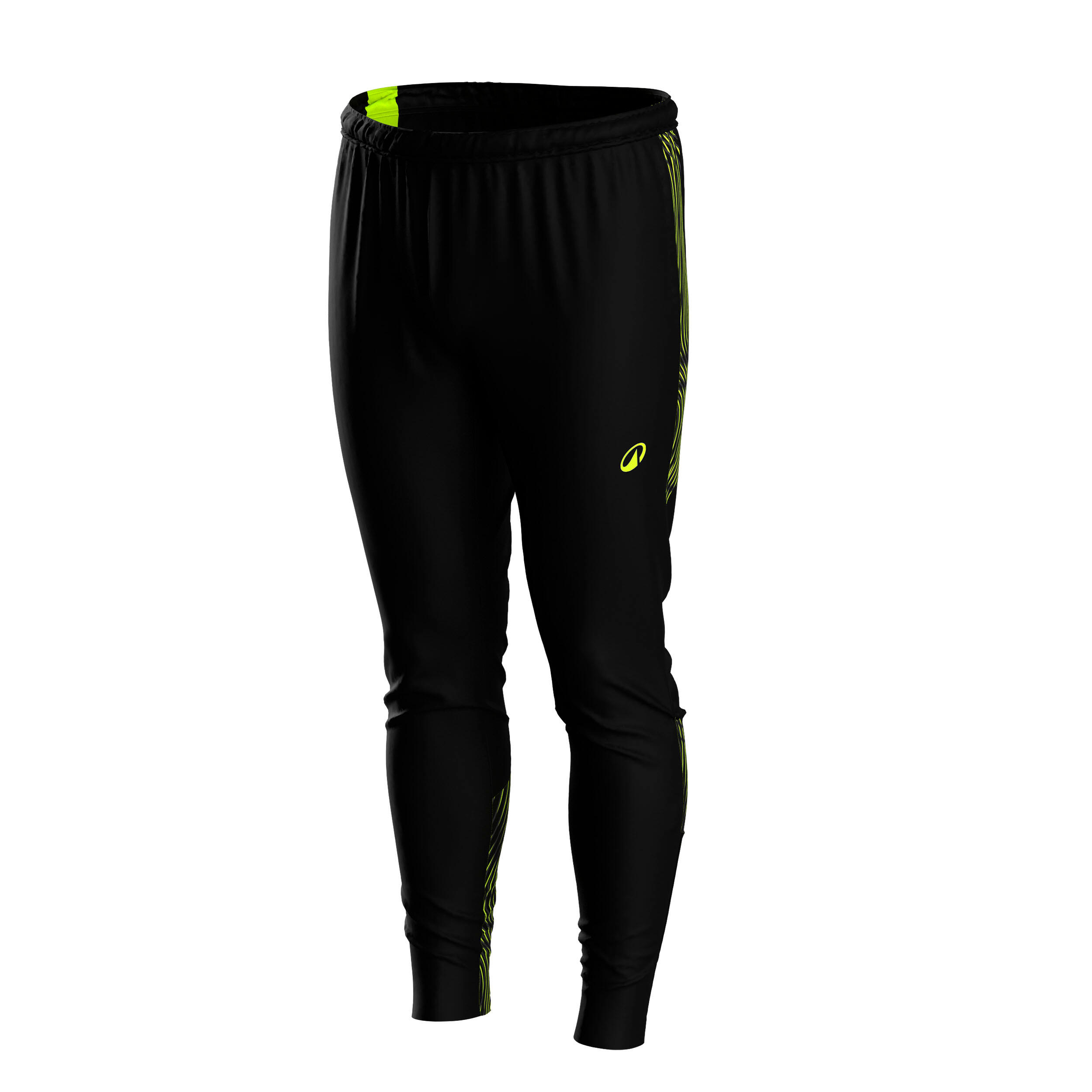 Pantalón de futbol de entrenamiento negro con amarillo para adulto Viralto Wave 12/19