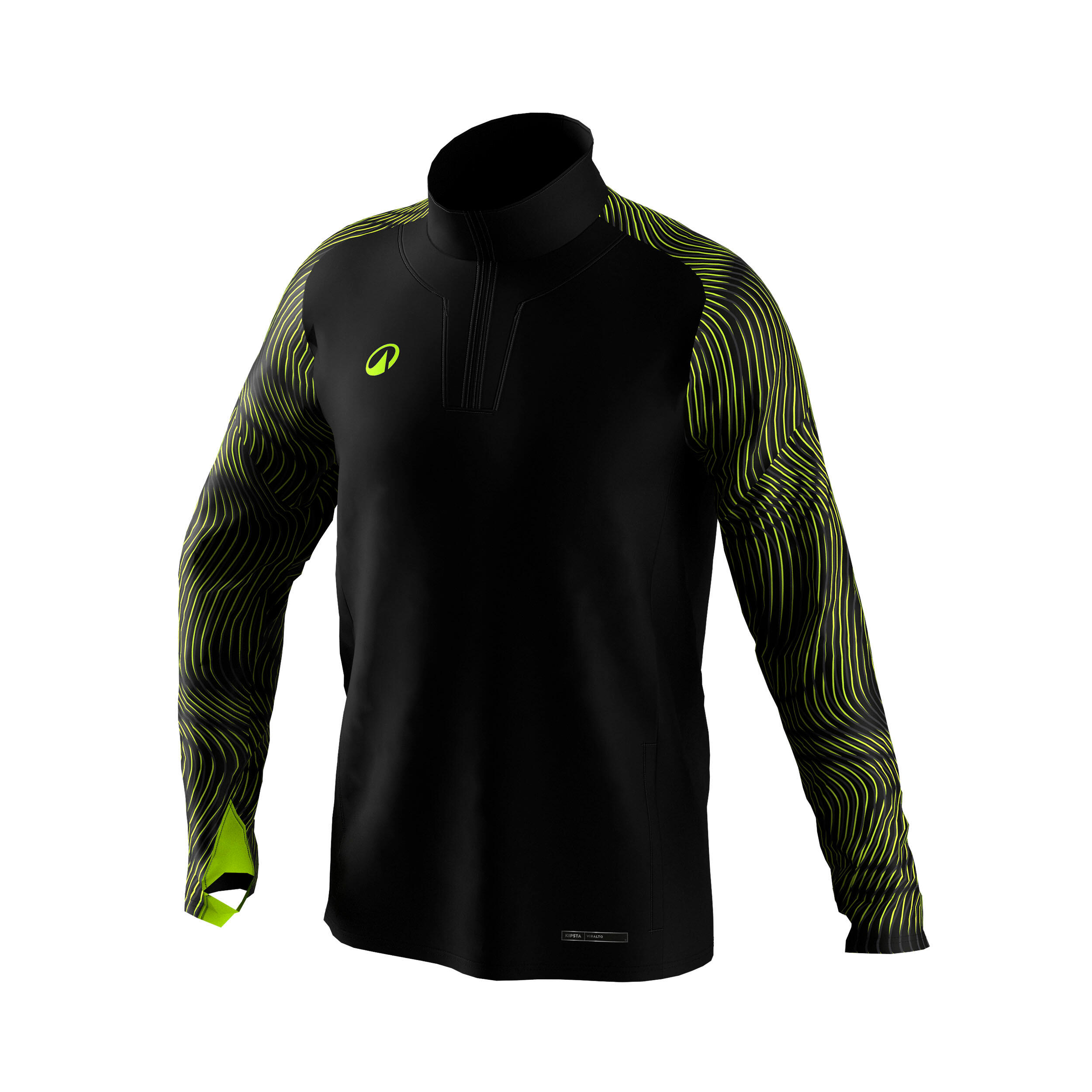 Sudadera de futbol con medio cierre negra y amarilla para adulto Viralto Wave 13/18