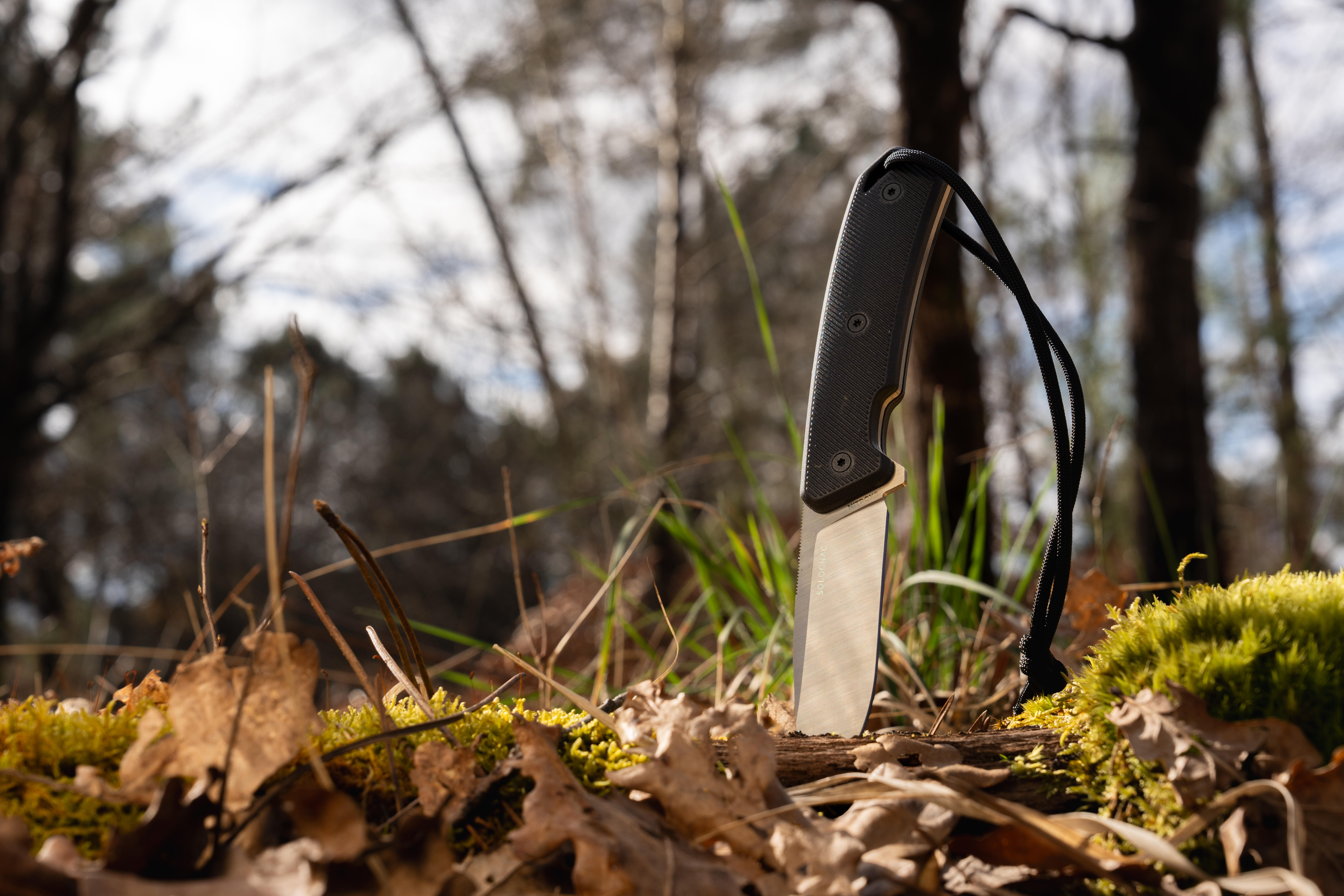 Hunting Knife Fixed Blade 9cm - Sika 90 FR Grip Khaki - SOLOGNAC