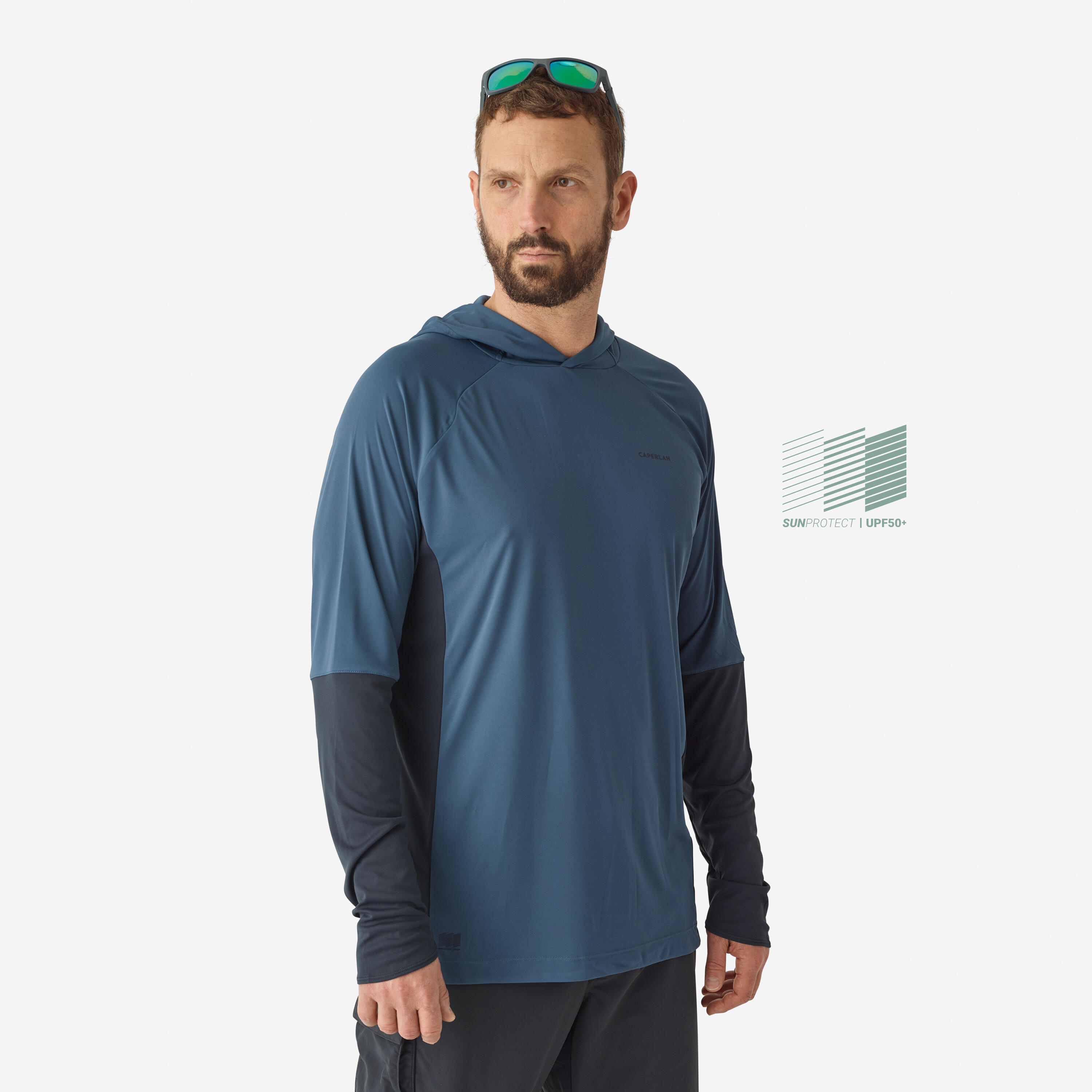 Anti-UV 500 Hooded Fishing T-Shirt Blue