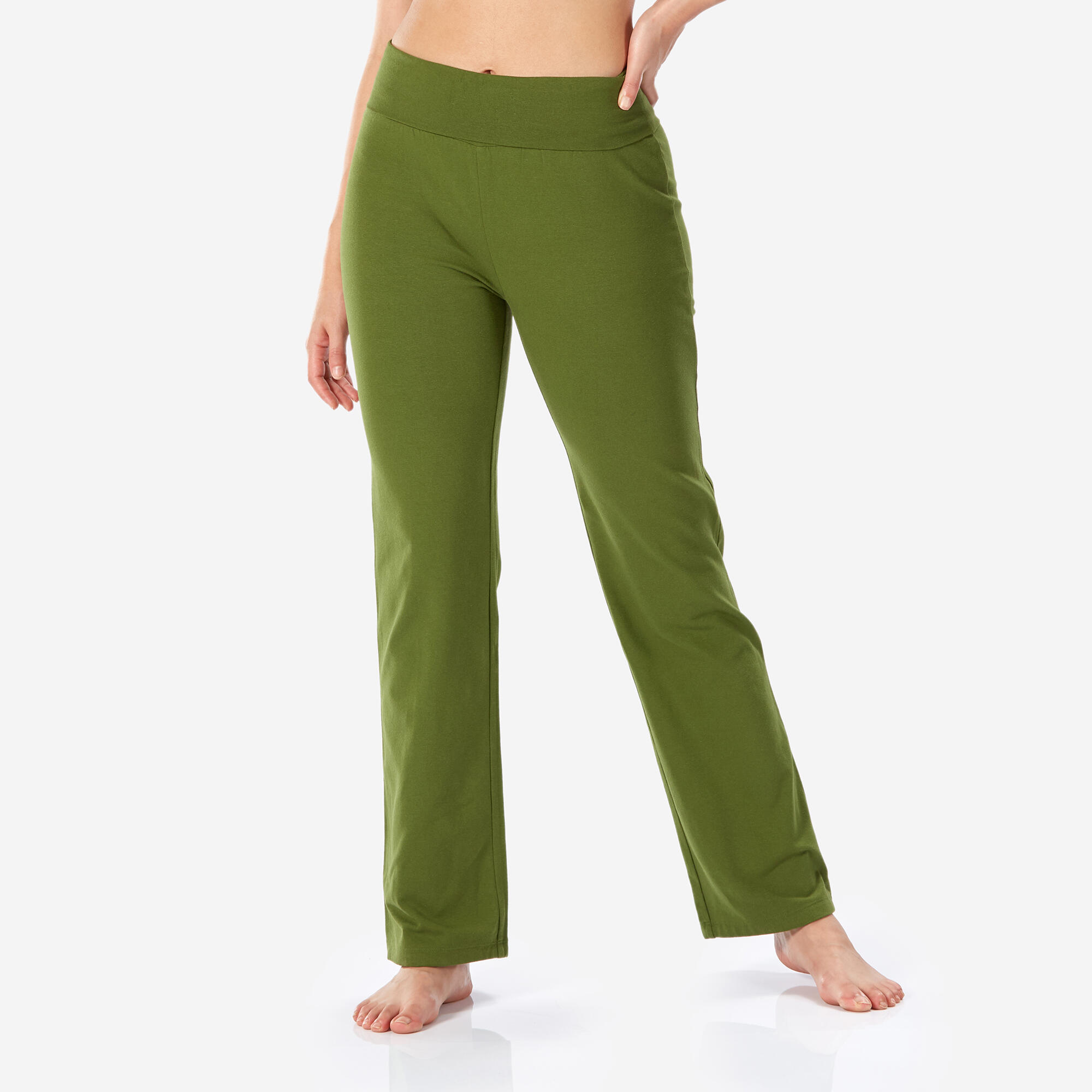 Ultra Comfy High waist, Stretchable Cotton, Regular Fit- Women Yoga Pants  Green
