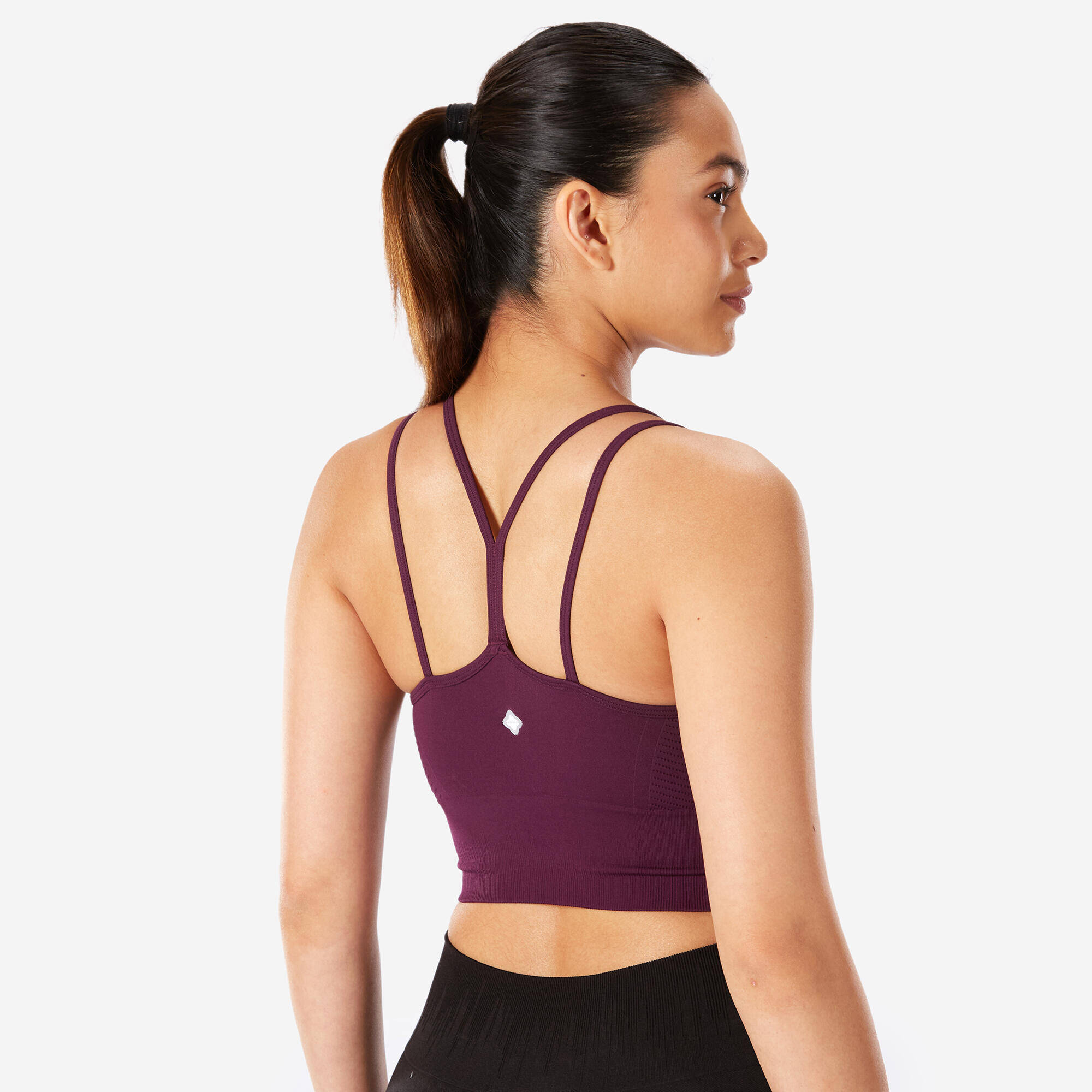Women's Light Support Multi-Strap Cropped Sports Bra - Grape Purple -  5